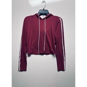 Haley & June Women's Crop Top Maroon Drawstring Pullover/Hoodie Size Large